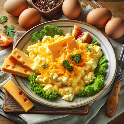 Image of Scrambled Eggs and Cheddar Cheese