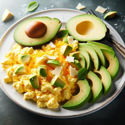 Image of Scrambled Eggs with Avocado and Cheese