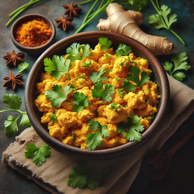 Image of Scrambled Eggs with Coriander and Ginger Ekuri Parsri