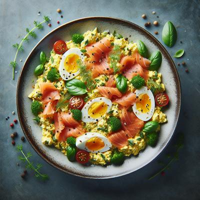 Image of Scrambled Eggs with Herbs and Smoked Salmon