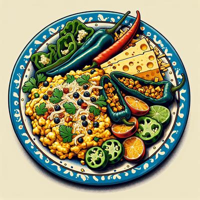 Image of Scrambled Eggs with Poblano Chiles and Cheese