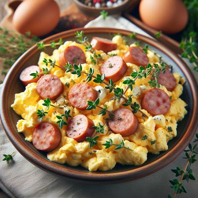 Image of Scrambled Eggs with Sausage and Thyme