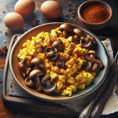 Image of Scrambled Eggs with Spiced Mushrooms