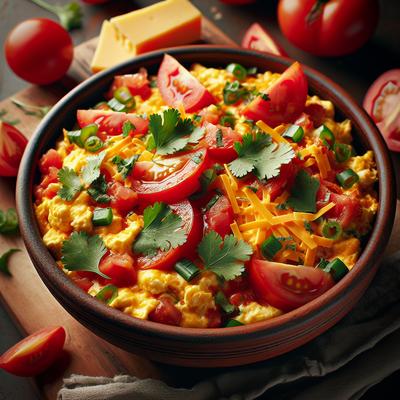 Image of Scrambled Eggs with Tomato Cheddar and Cilantro