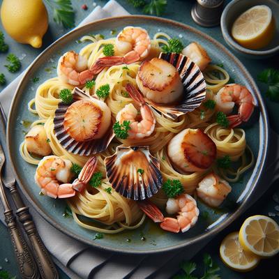 Image of Scrumptious Scallops and Shrimp with Linguini