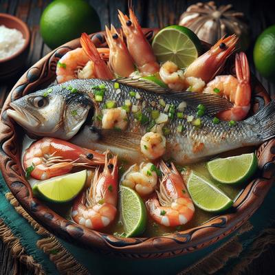 Image of Sea Bass and Shrimp Marinated in Lime Juice