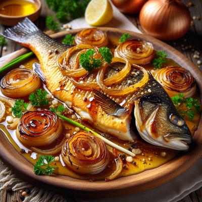 Image of Sea Bass Baked with Onion and Honey