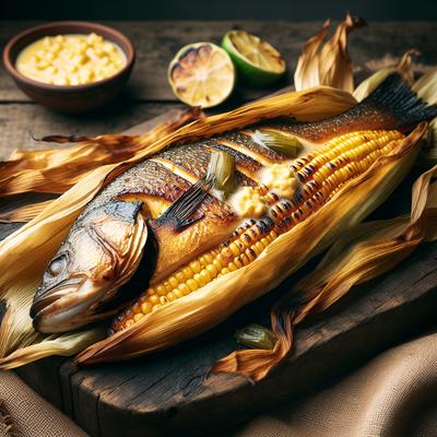 Image of Sea Bass Grilled in Corn Husks with Compound Butter