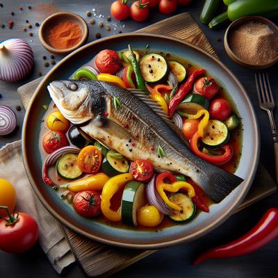 Image of Sea Bass W Mediterranean Vegetables and Bouillabaisse Sauce Al