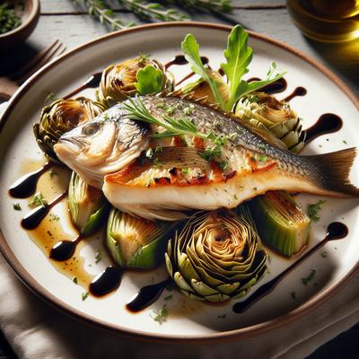 Image of Sea Bass with Artichokes and Balsamic Vinegar