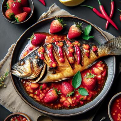 Image of Sea Bass with Spicy Strawberry Sauce