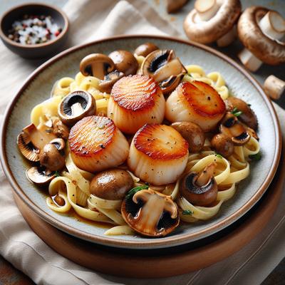 Image of Sea Scallops Sauteed with Mushrooms Pasta