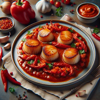 Image of Sea Scallops with Roasted Red Pepper Sauce