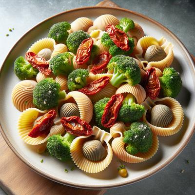 Image of Sea Shells with Broccoli and Sun Dried Tomatoes