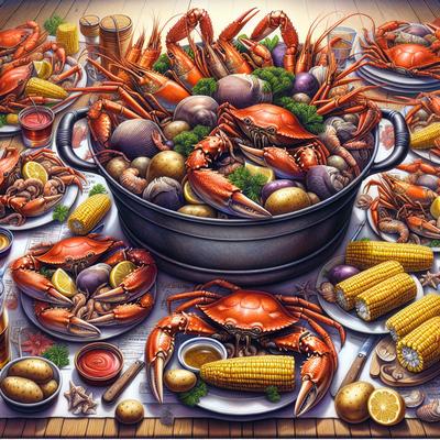 Image of Seafood Crab Shrimp and Lobster Boil and How to Open and Eat
