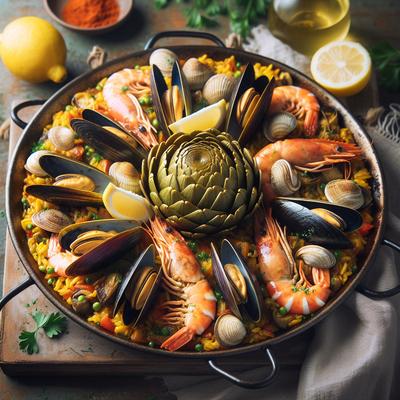 Image of Seafood Paella with Artichokes