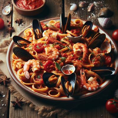 Image of Seafood Pasta with Tomato Sauce