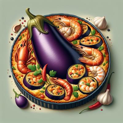 Image of Seafood Stuffed Eggplant Aubergine Casserole