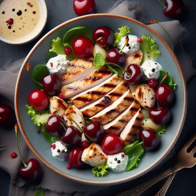 Image of Seared Chicken Salad with Cherries and Goat Cheese Dressing