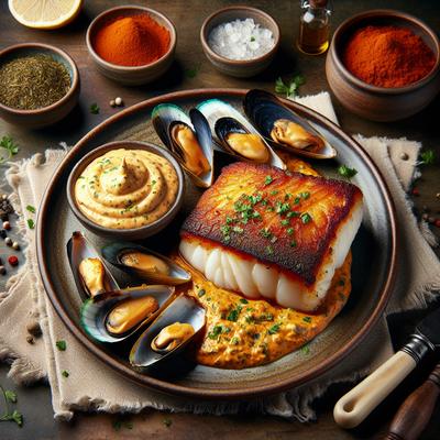 Image of Seared Cod with Spicy Mussel Aioli