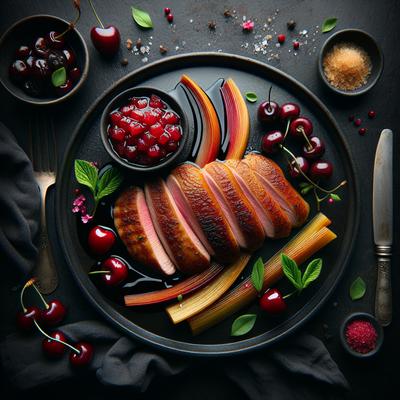 Image of Seared Duck Breasts with Cherry Rhubarb Chutney