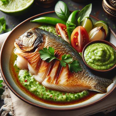 Image of Seared Mahi Mahi or Tilapia with Green Gazpacho Sauce