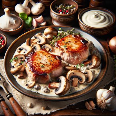 Image of Seared Pork Chops with Creamy Mushrooms