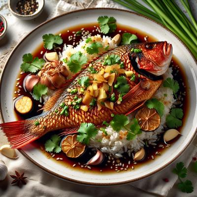 Image of Seared Red Snapper with Ginger Garlic and Cilantro Soy Sauce