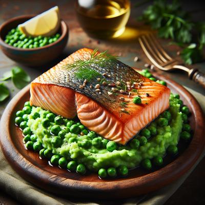 Image of Seared Salmon on Herbed Mashed Peas