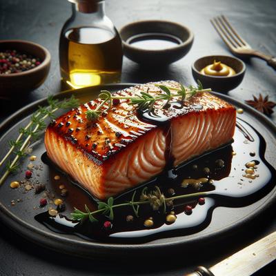 Image of Seared Salmon with Balsamic Vinegar and Dijon Glaze