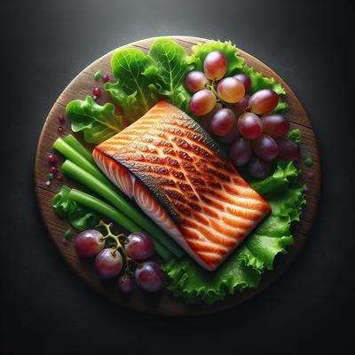 Image of Seared Salmon with Grapes on a Bed of Greens
