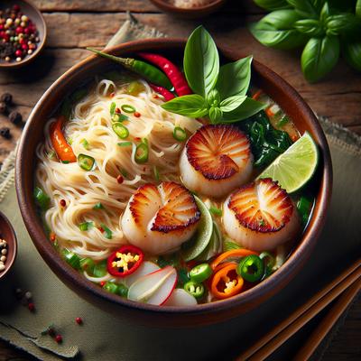 Image of Seared Scallop Thai Noodle Soup
