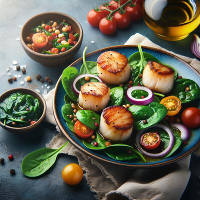 Image of Seared Scallops and Spinach Salad