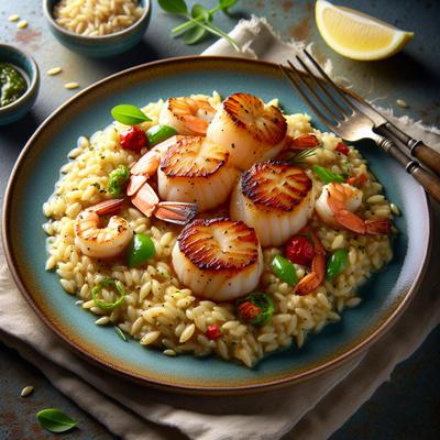 Image of Seared Scallops or Shrimp with Orzo Risotto