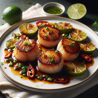 Image of Seared Scallops with Asian Lime Chile Sauce