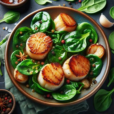Image of Seared Scallops with Baby Spinach