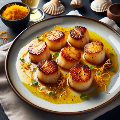 Image of Seared Scallops with Champagne Saffron Sauce
