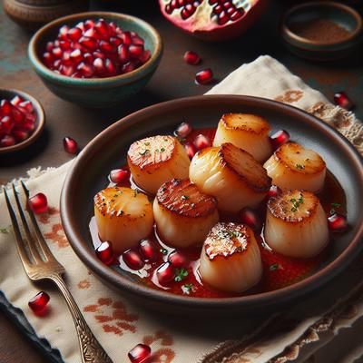 Image of Seared Scallops with Pomegranate Sauce