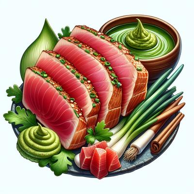 Image of Seared Tuna with Green Onion Wasabi Sauce