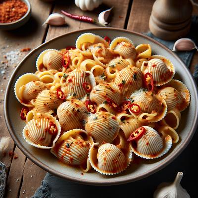 Image of Seashells Pasta with Spicy Alfredo Sauce