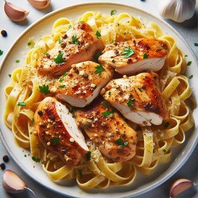 Image of Seasoned Chicken Over Fettuccine