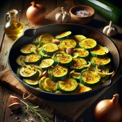 Image of Seasoned Zucchini in a Skillet