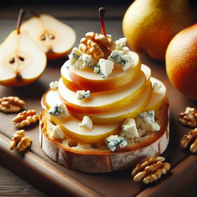 Image of Seckel Pear Open Faced Sandwich W Bleu Cheese and Walnuts for 1