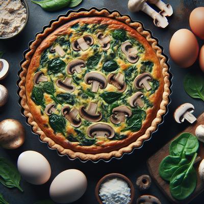 Image of Self Crusting Mushroom and Spinach Quiche