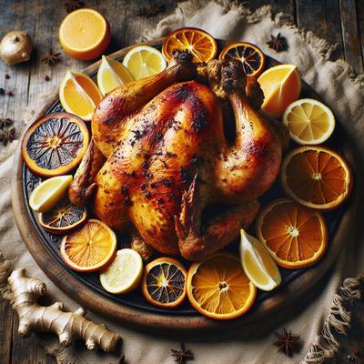 Image of Sephardic Roast Chicken with Orange Lemon and Ginger