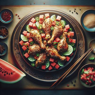 Image of Sesame Chile Chicken with Gingered Watermelon Salsa