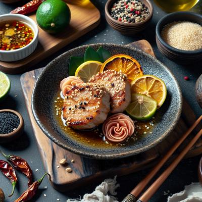 Image of Sesame Coated Pork Medallions with Thai Style Citrus Glaze
