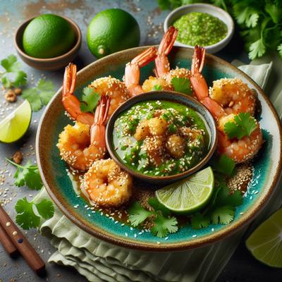 Image of Sesame Crusted Shrimp with Cilantro Lime Sauce