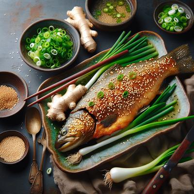 Image of Sesame Crusted Trout with Ginger Scallion Salad