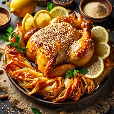 Image of Sesame Lemon Chicken with a Crisp Phyllo Crust